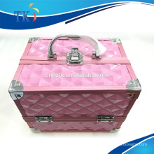 pink aluminum cosmetic case with handle